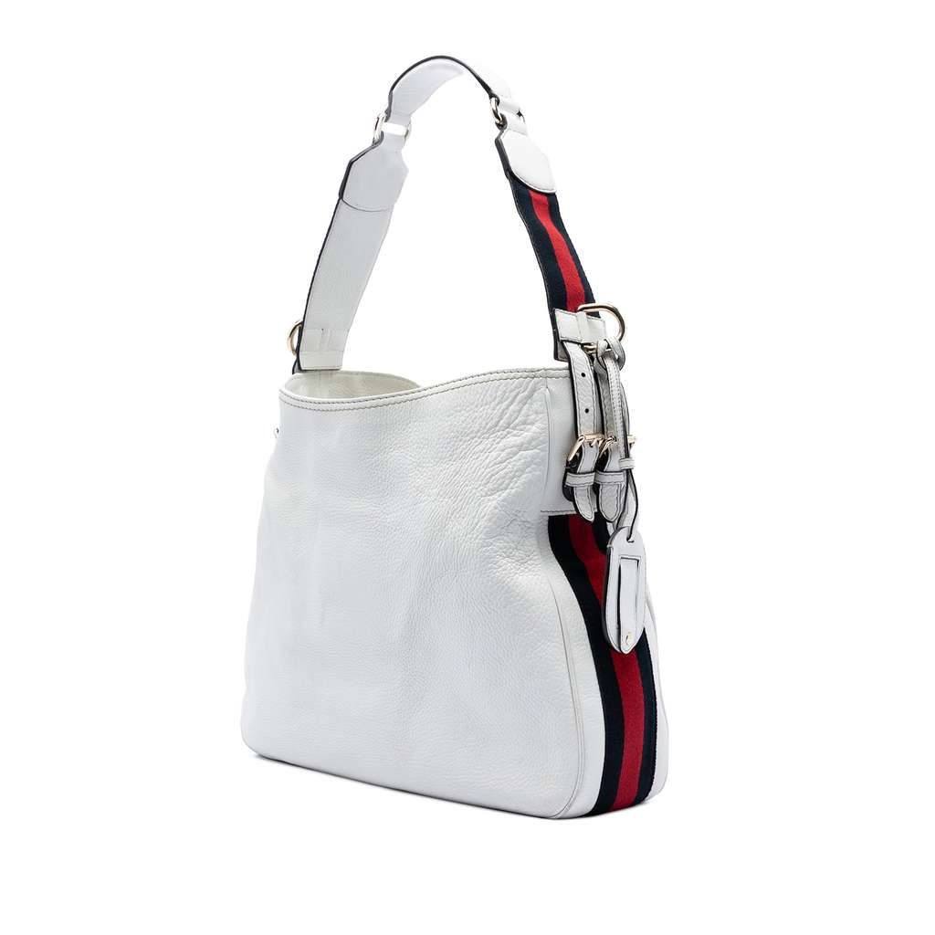 Gucci Medium Pebbled Calfskin Web Heritage Shoulder Bag - 2