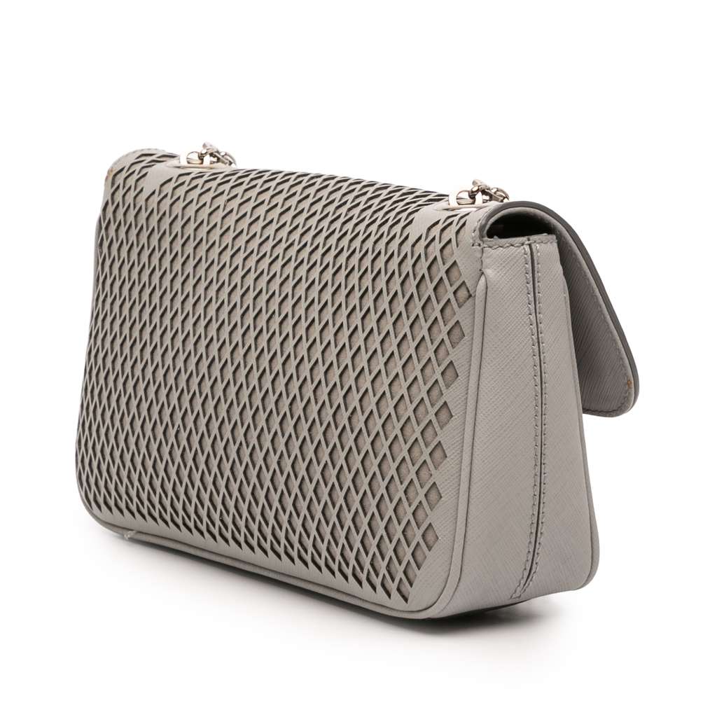 Salvatore Ferragamo Perforated Leather Gancini Luciana Chain Flap - 2