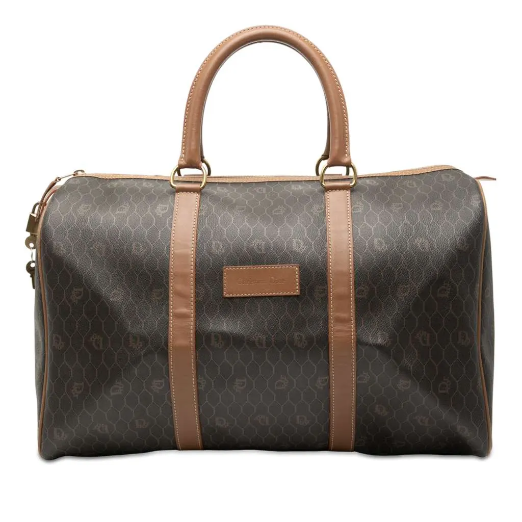 Dior Honeycomb Coated Canvas Travel Bag Black Canvas Good - Front View