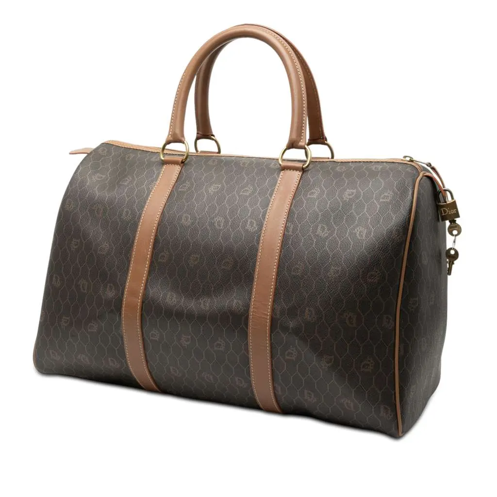 Dior Honeycomb Coated Canvas Travel Bag Black Canvas Good - Back View