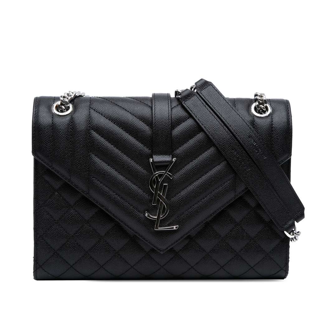 Saint Laurent Medium Grain De Poudre Triquilt Monogram Envelope Bag