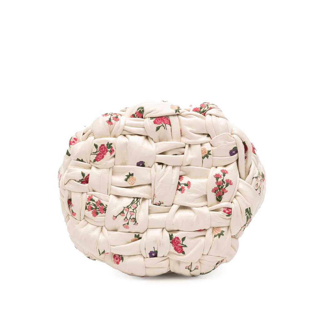 Bottega Veneta Small Floral Printed Leather Intrecciato Kalimero Bucket Bag - 3