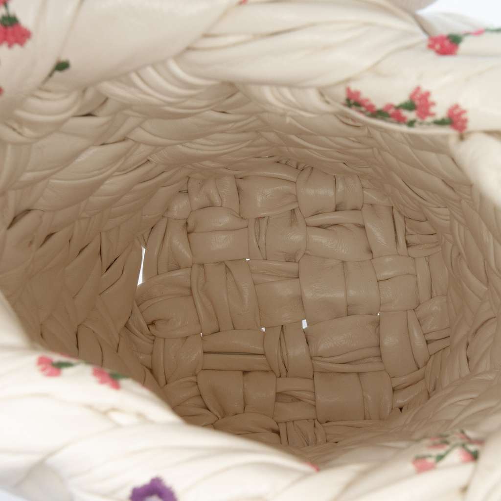 Bottega Veneta Small Floral Printed Leather Intrecciato Kalimero Bucket Bag - 5