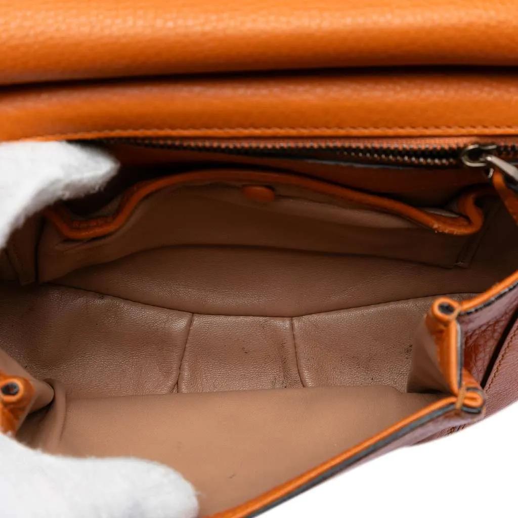 Gucci Small Leather Bamboo Nouveau Fringe Crossbody Orange Leather Very good - Model View