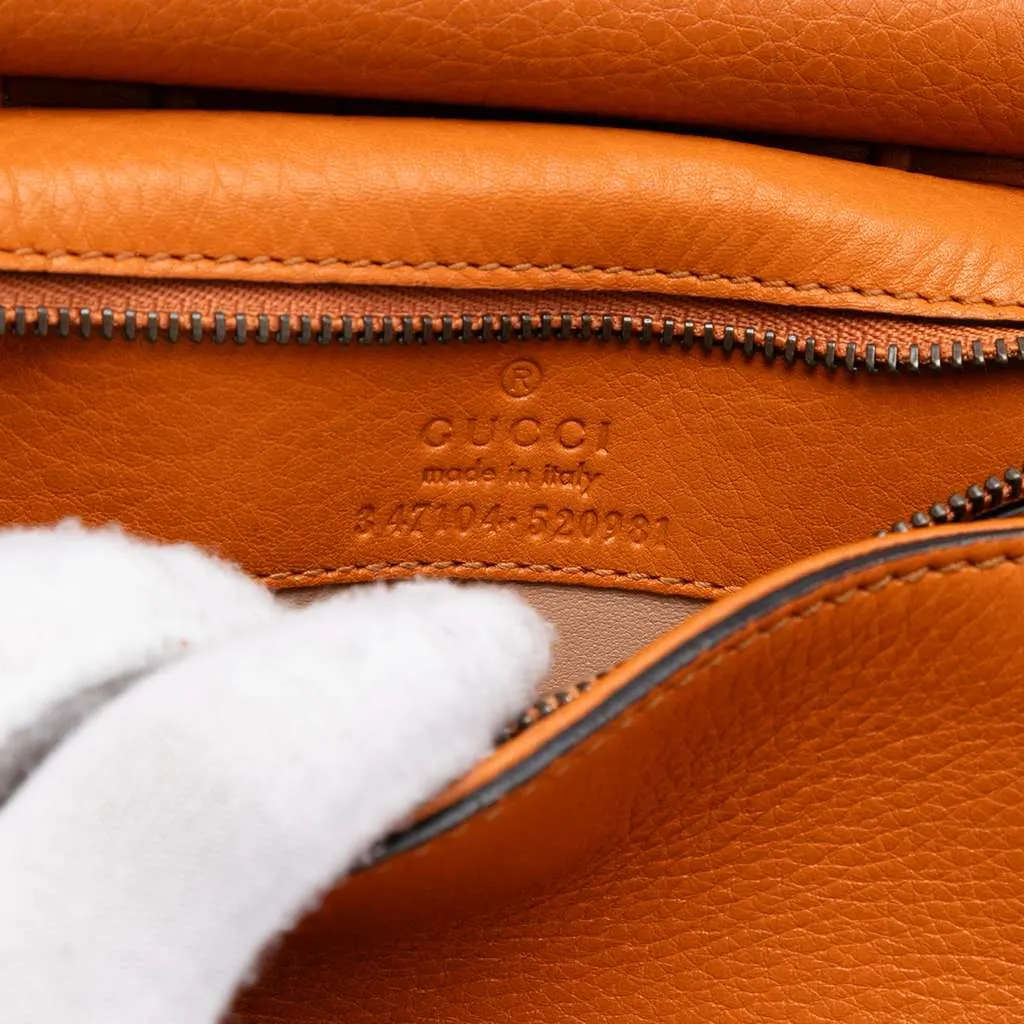 Gucci Small Leather Bamboo Nouveau Fringe Crossbody Orange Leather Very good - Box View