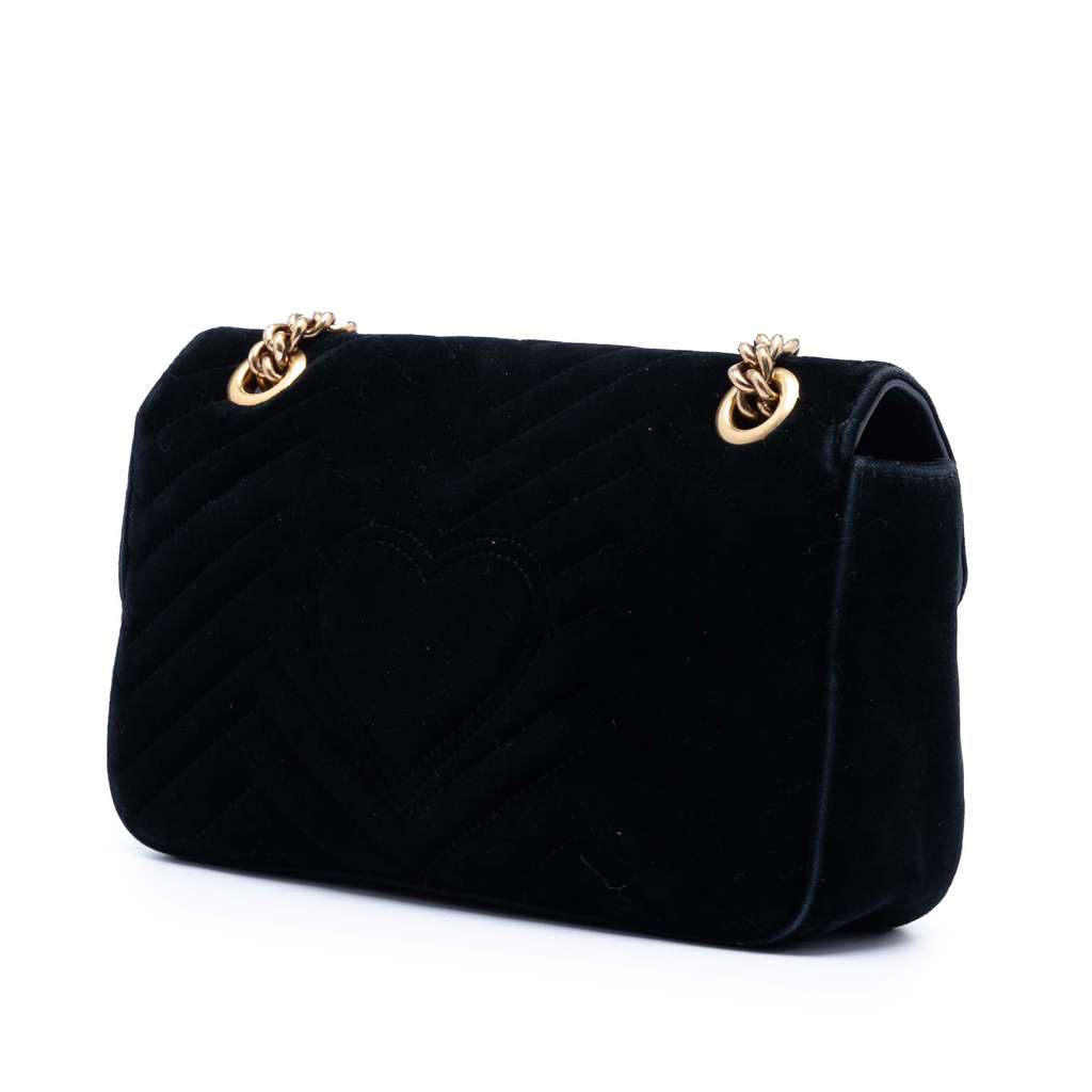 Gucci Medium GG Marmont Matelasse Velvet Shoulder Bag - 2