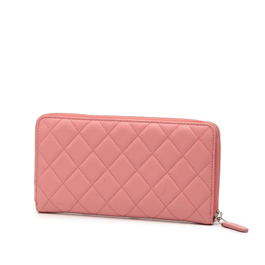 Chanel Quilted Lambskin Zip Around Long Wallet - 2