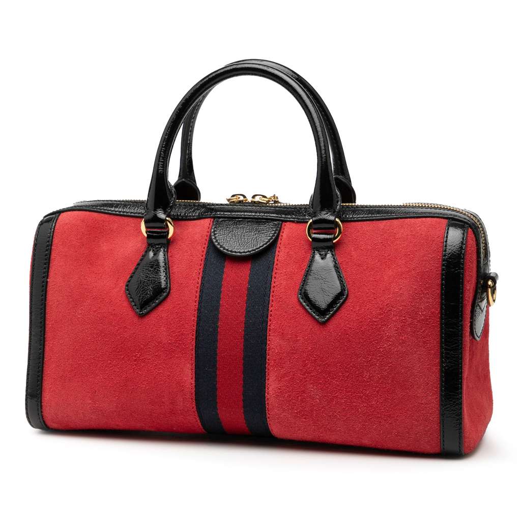 Gucci Medium Suede Web Ophidia Top Handle Bag - 2