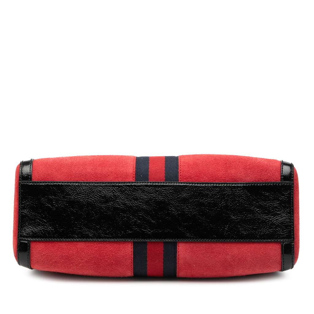 Gucci Medium Suede Web Ophidia Top Handle Bag - 3