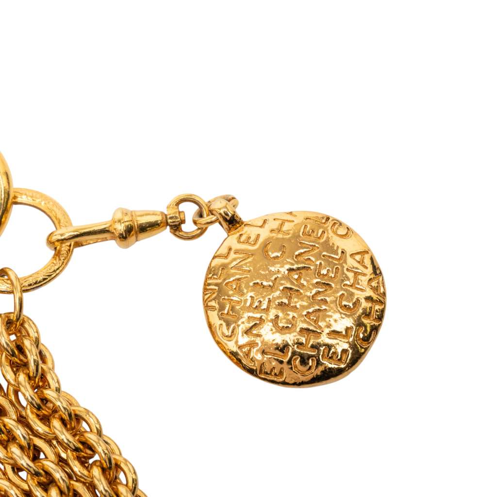 Chanel Gold Plated Triple Chain Mademoiselle Medallion Necklace - 3