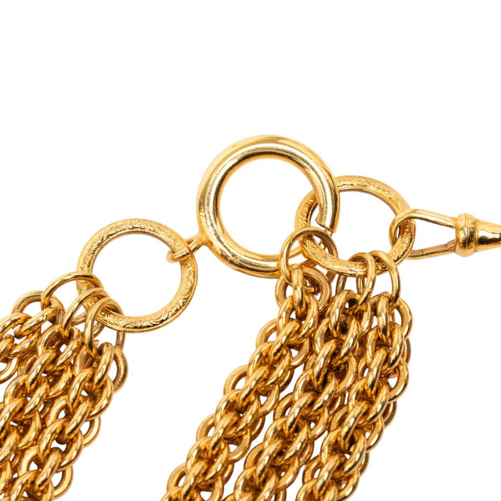 Chanel Gold Plated Triple Chain Mademoiselle Medallion Necklace - 4