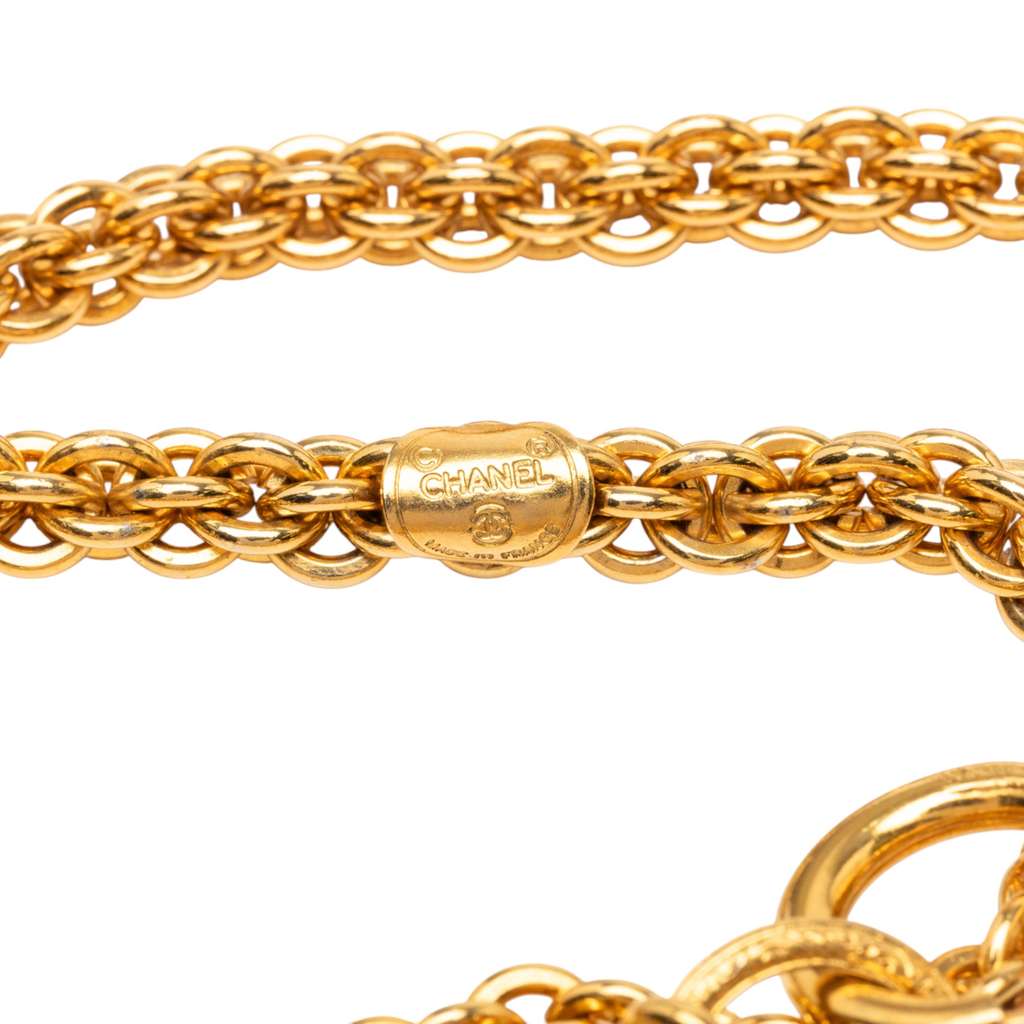 Chanel Gold Plated Triple Chain Mademoiselle Medallion Necklace - 5