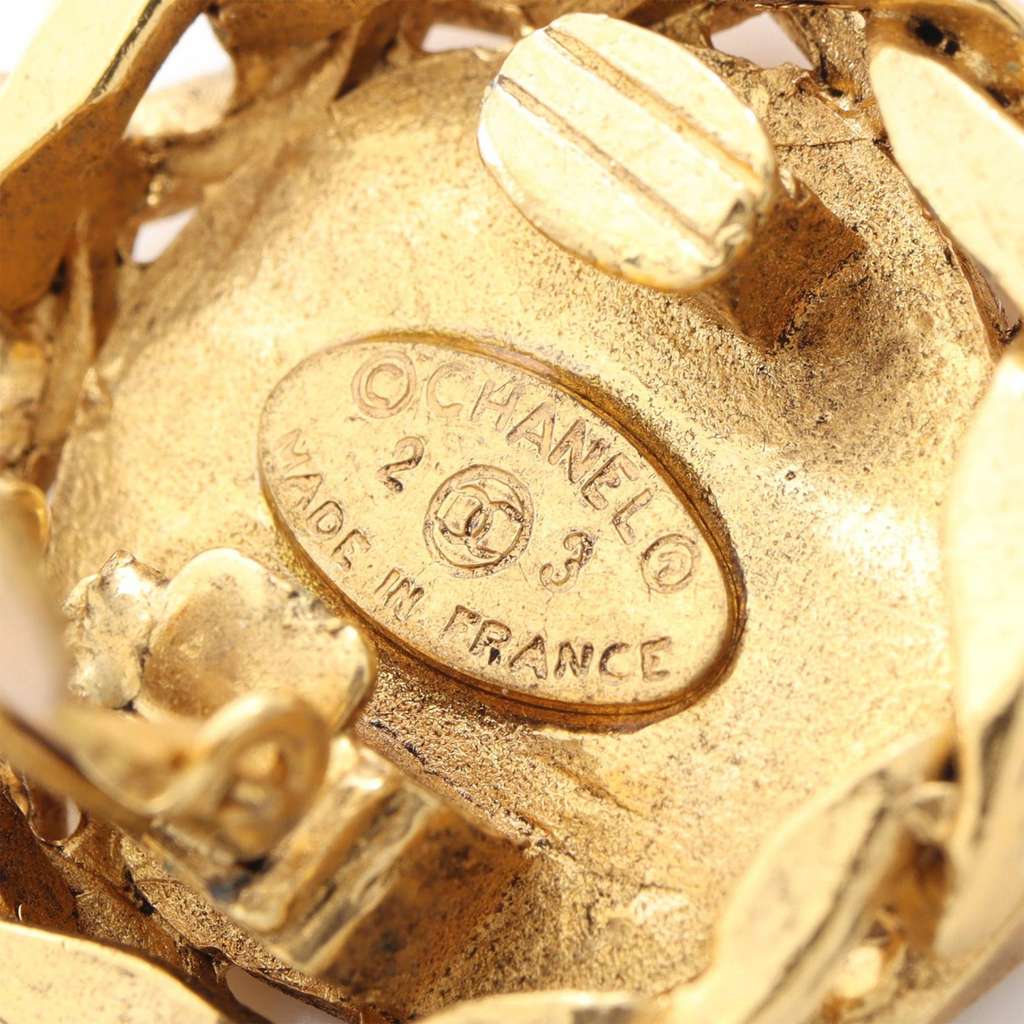 Chanel CC Gold Plated Rhinestone Round Clip On Earrings - 4