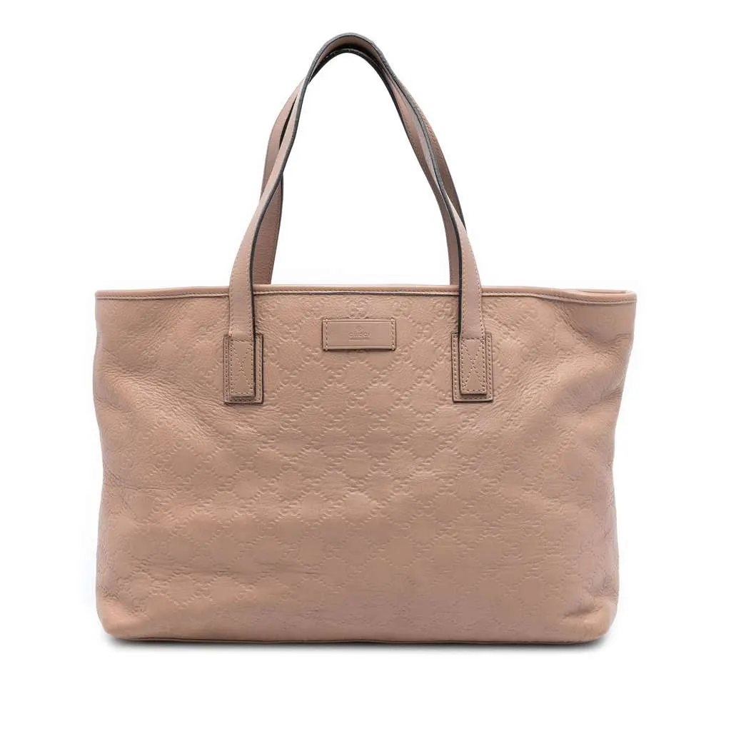 Gucci Medium Guccissima Tote Brown Leather Very good - Front View