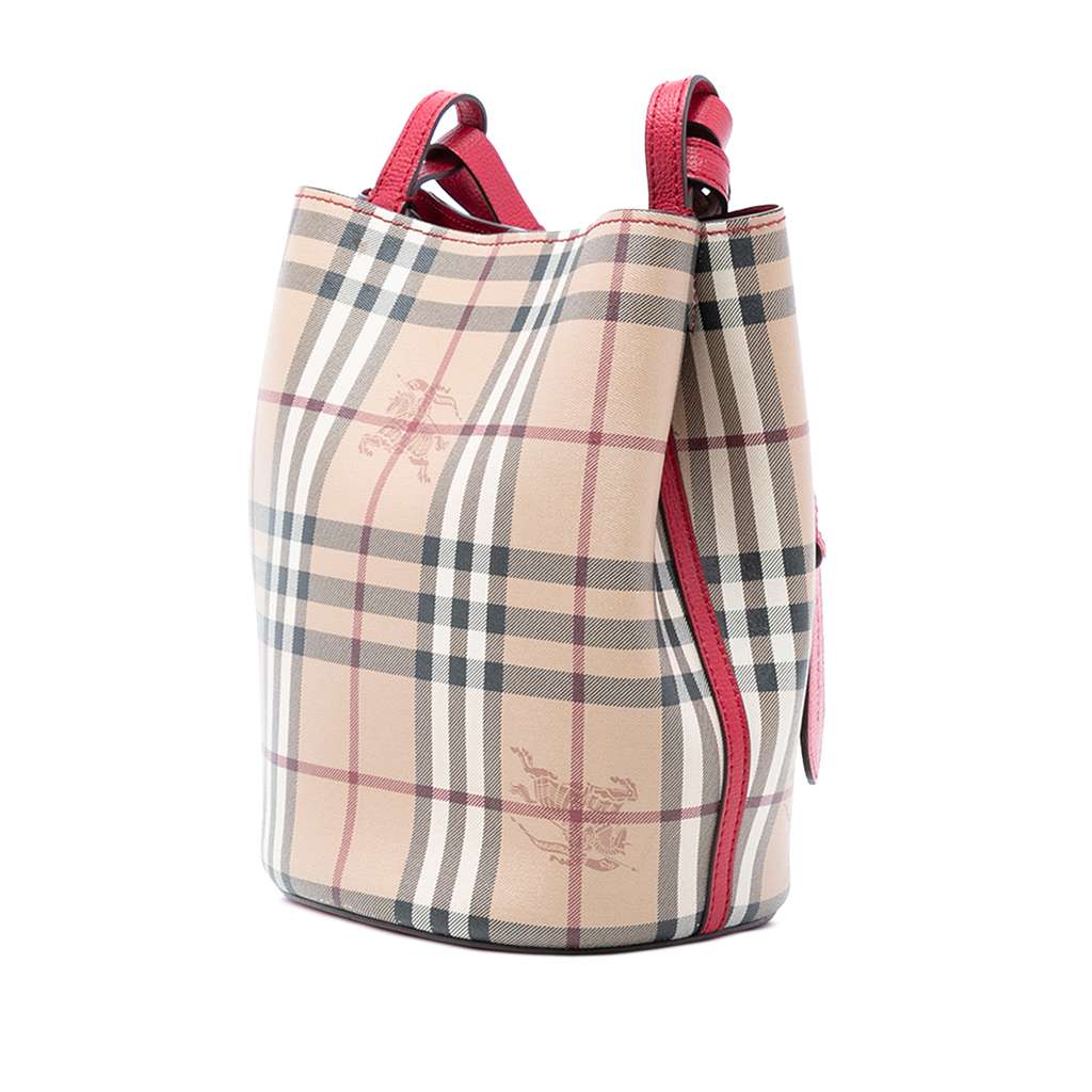 Burberry Haymarket Check Coated Canvas Lorne Bucket Bag - 2