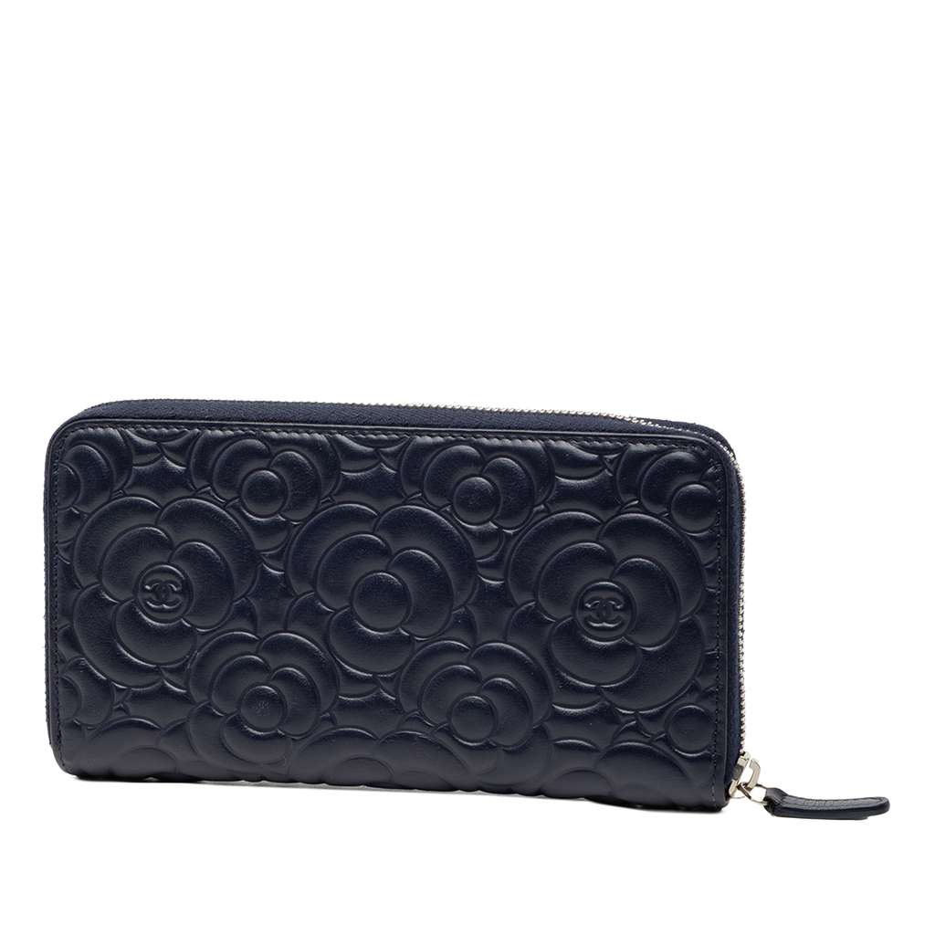 Chanel Camellia Embossed Zip Around Long Wallet - 2