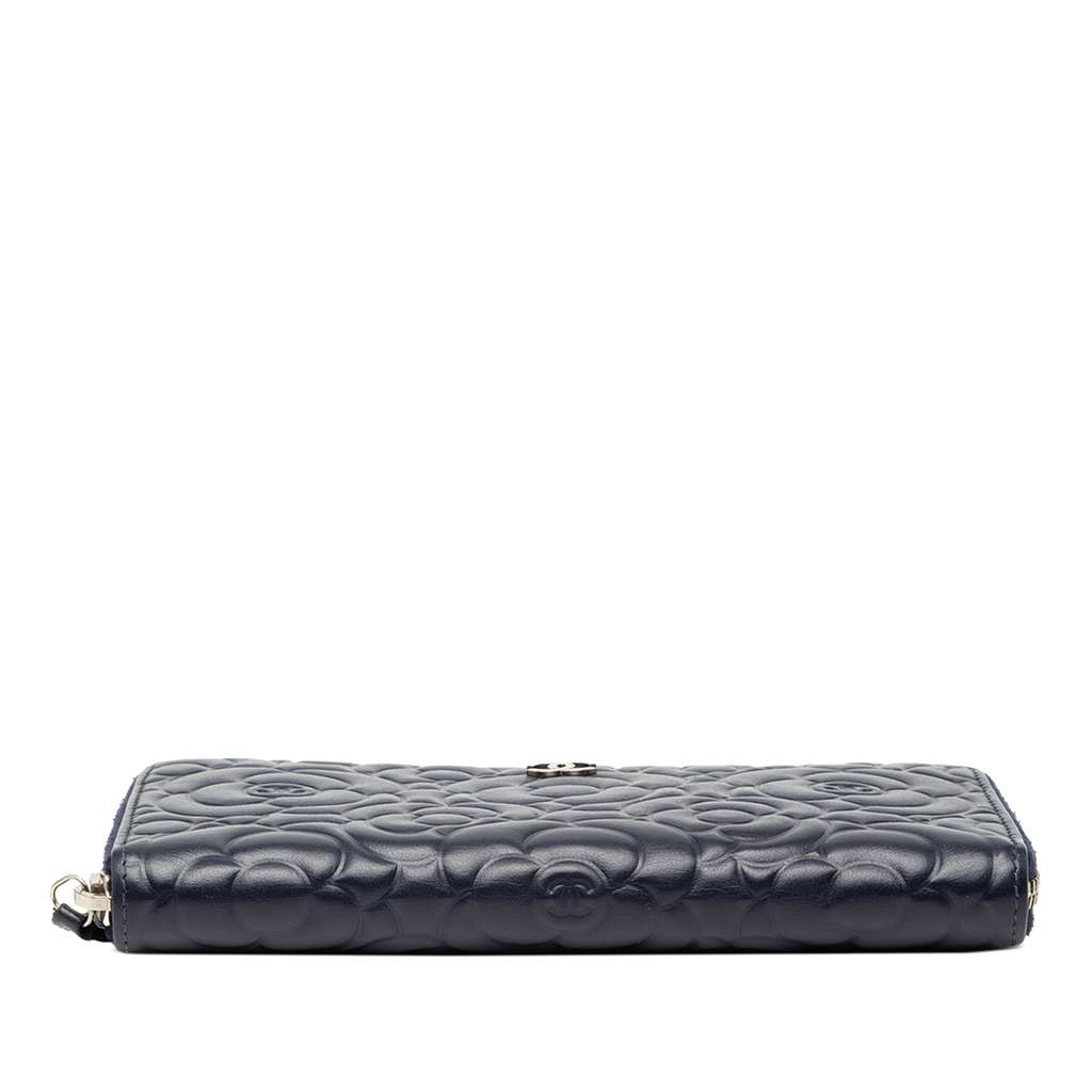 Chanel Camellia Embossed Zip Around Long Wallet - 3
