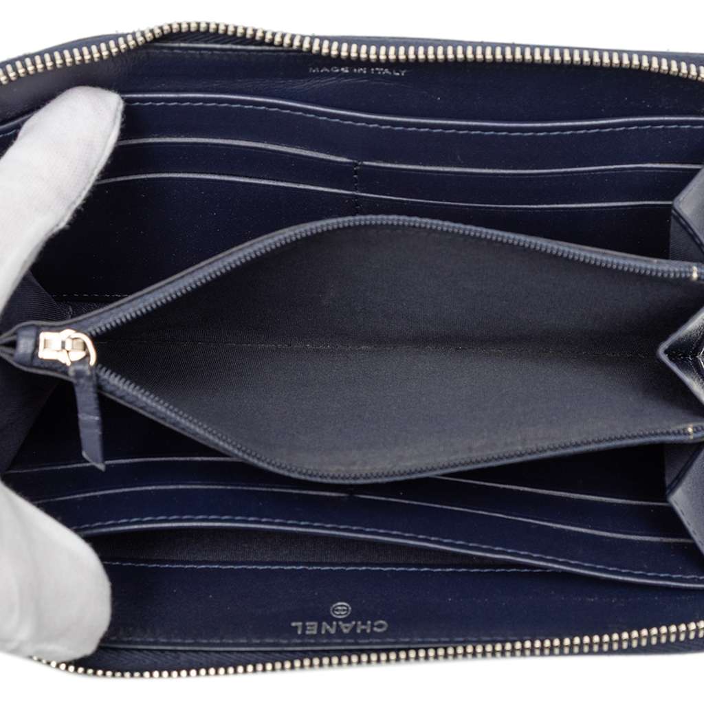 Chanel Camellia Embossed Zip Around Long Wallet - 4