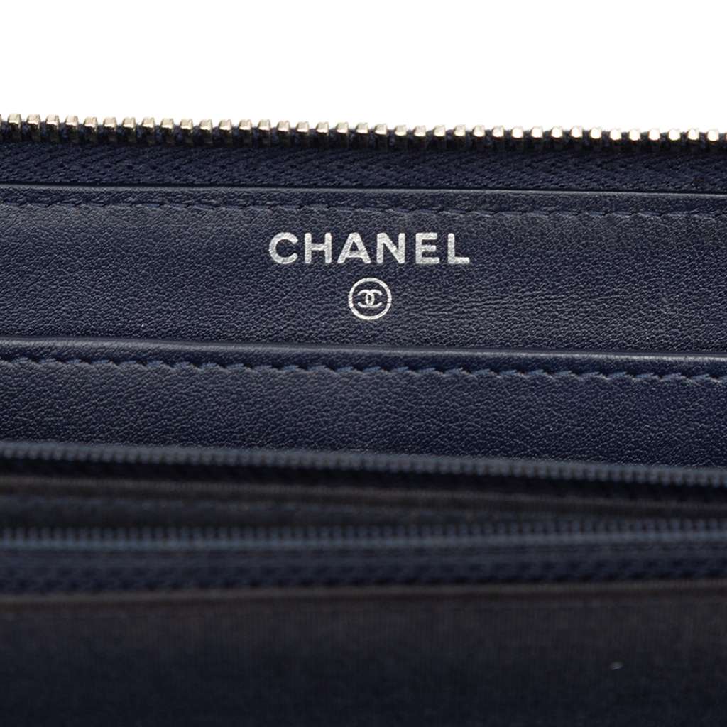 Chanel Camellia Embossed Zip Around Long Wallet - 5