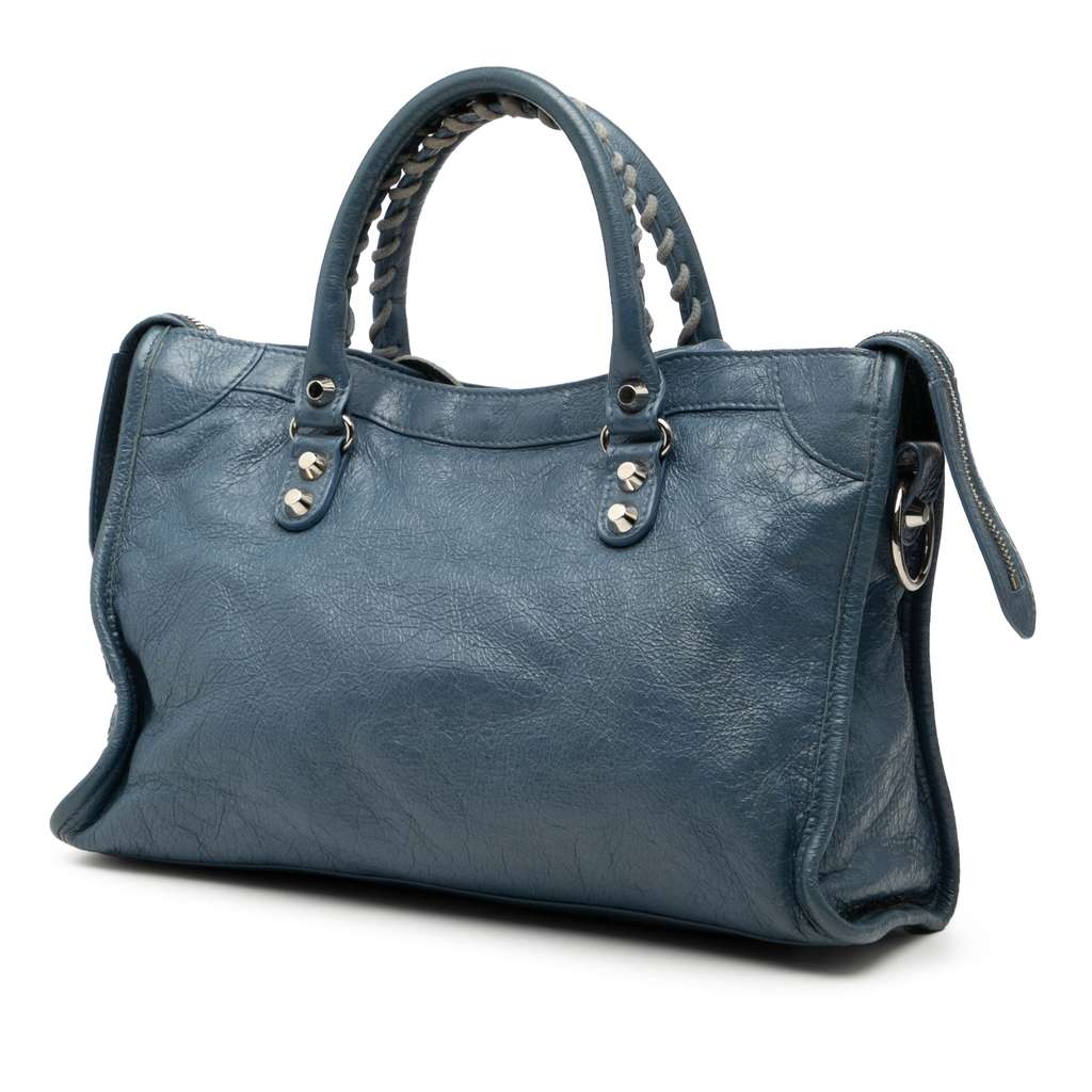 Balenciaga Small Lambskin Motocross Classic City Satchel - 2