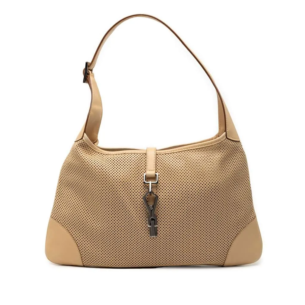 Gucci Perforated Calfskin Jackie Hobo Brown Leather Very good - Front View