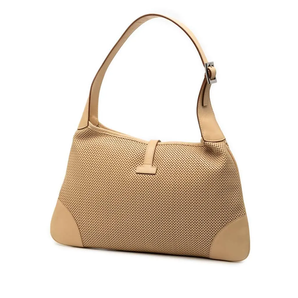 Gucci Perforated Calfskin Jackie Hobo Brown Leather Very good - Back View