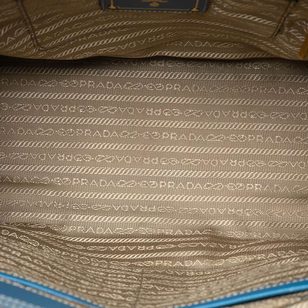 Prada Saffiano Trimmed Canvas Canapa Logo Double Zip Satchel - 4