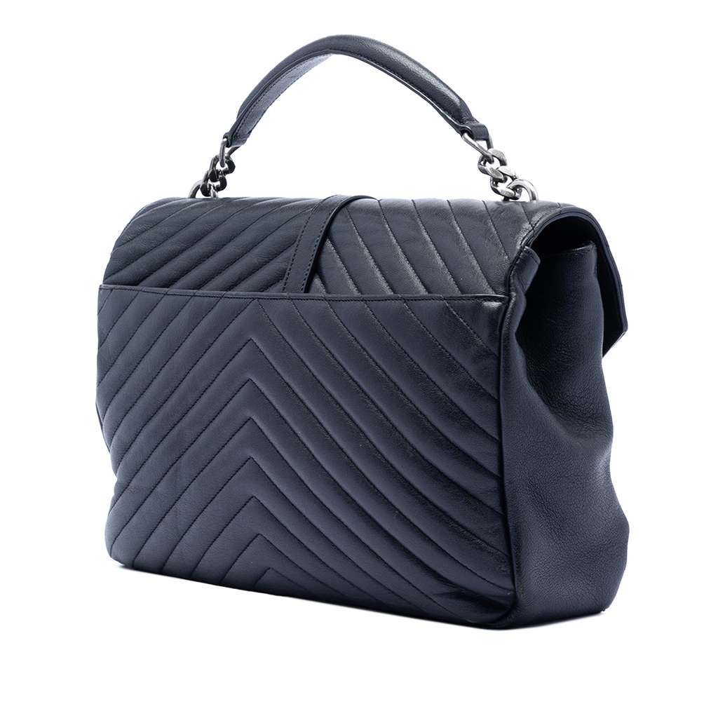 Saint Laurent Large Chevron Sheepskin Monogram College Satchel - 2