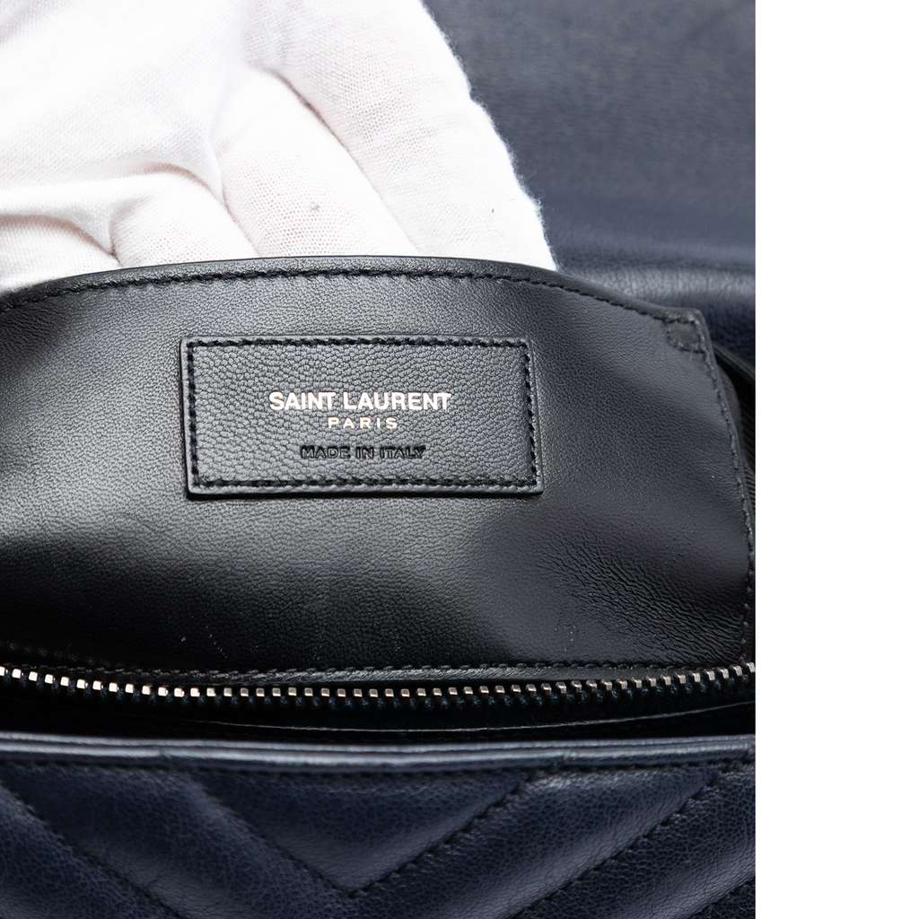 Saint Laurent Large Chevron Sheepskin Monogram College Satchel - 5