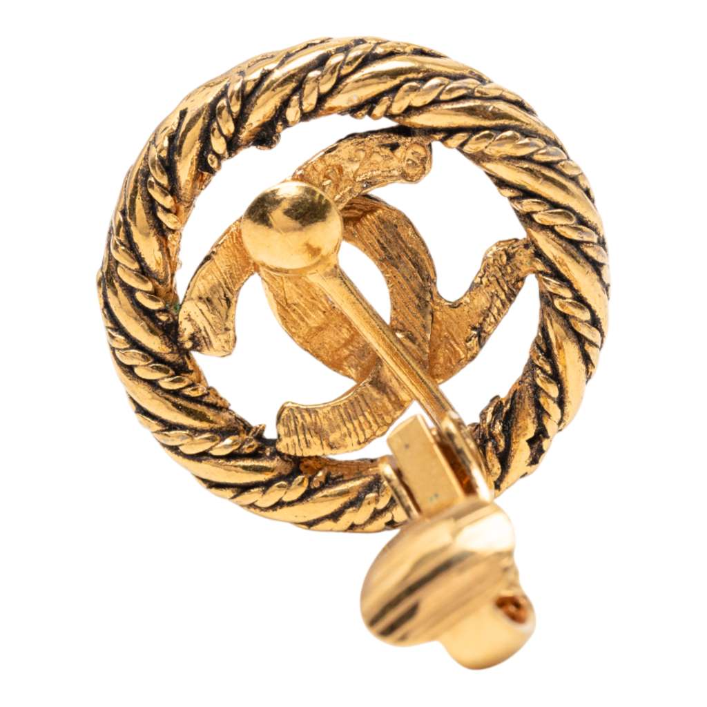 Chanel CC Gold Plated Round Clip on Earrings - 3