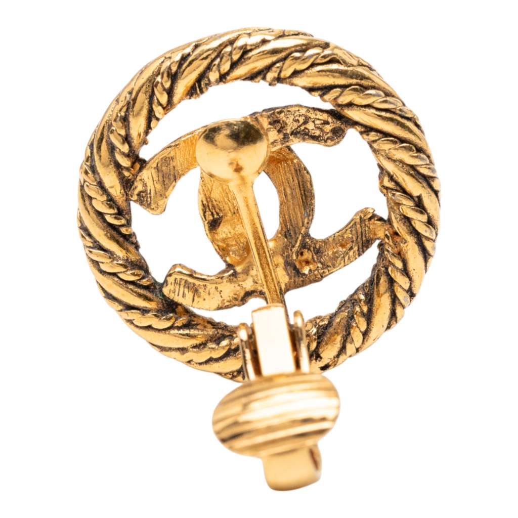 Chanel CC Gold Plated Round Clip on Earrings - 4