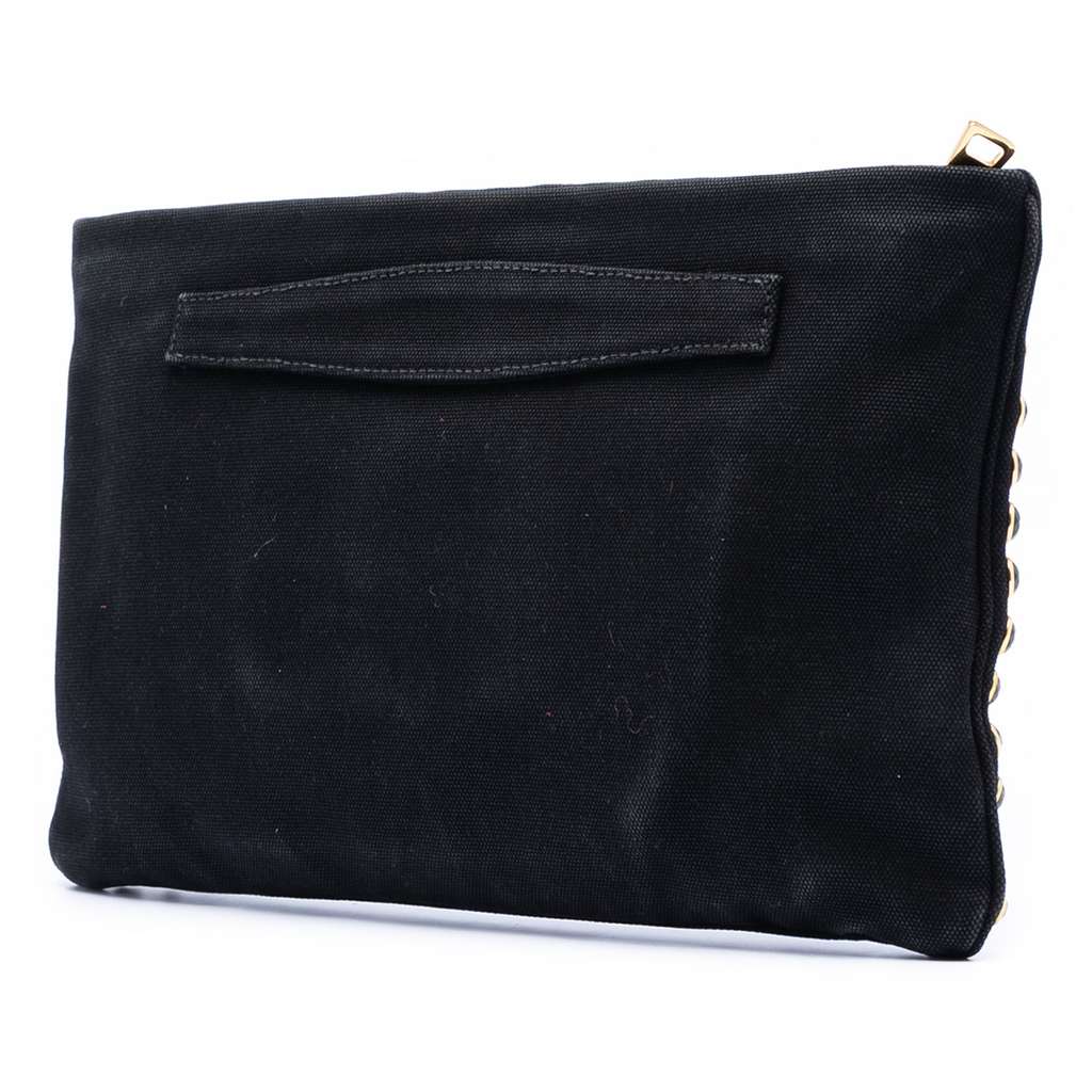 Prada Canvas Canapa Studded Vernice Clutch - 2