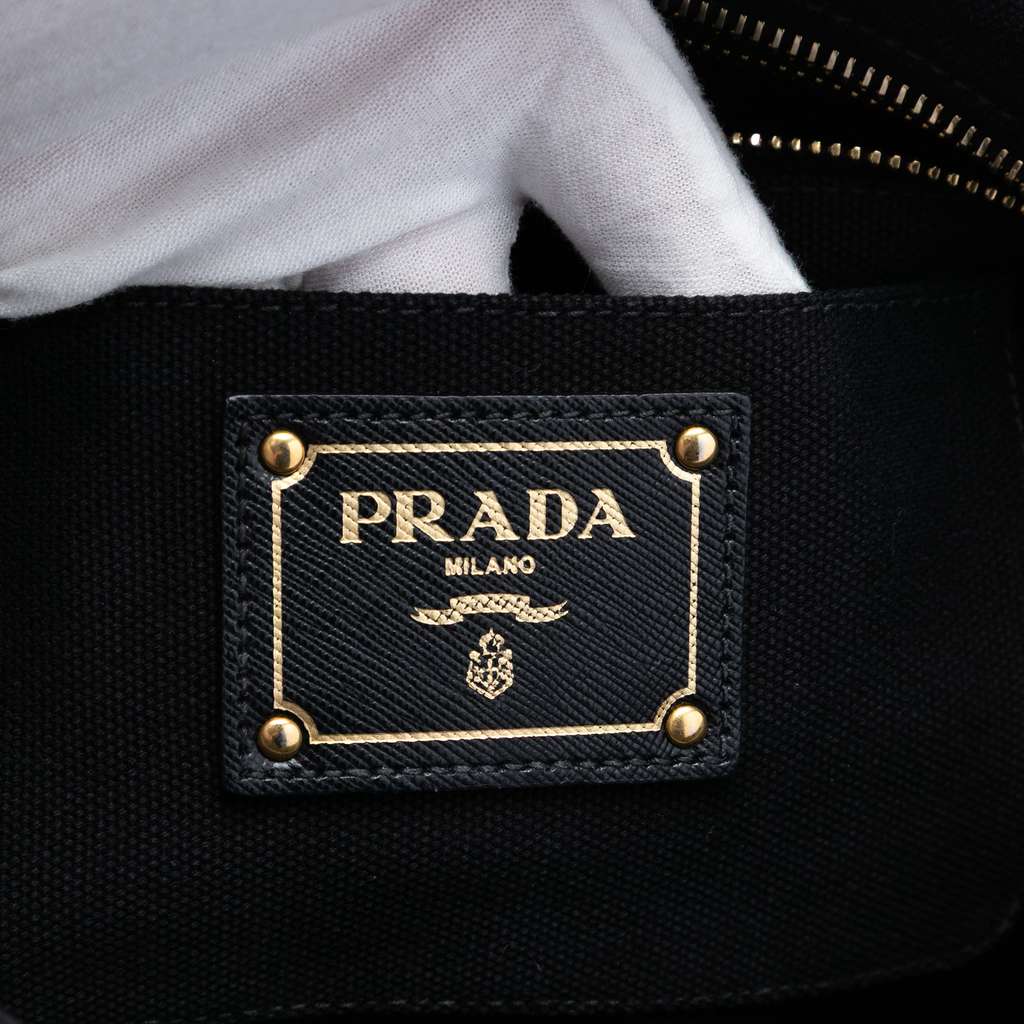 Prada Canvas Canapa Studded Vernice Clutch - 5
