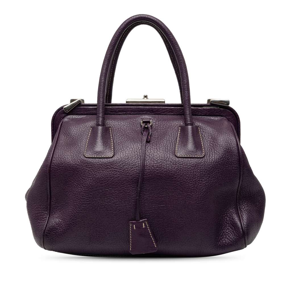 Prada Goatskin Madras Cerniera Frame Doctor Bag