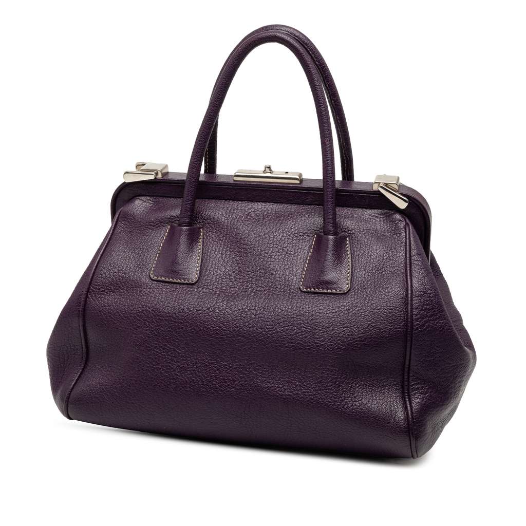 Prada Goatskin Madras Cerniera Frame Doctor Bag - 2