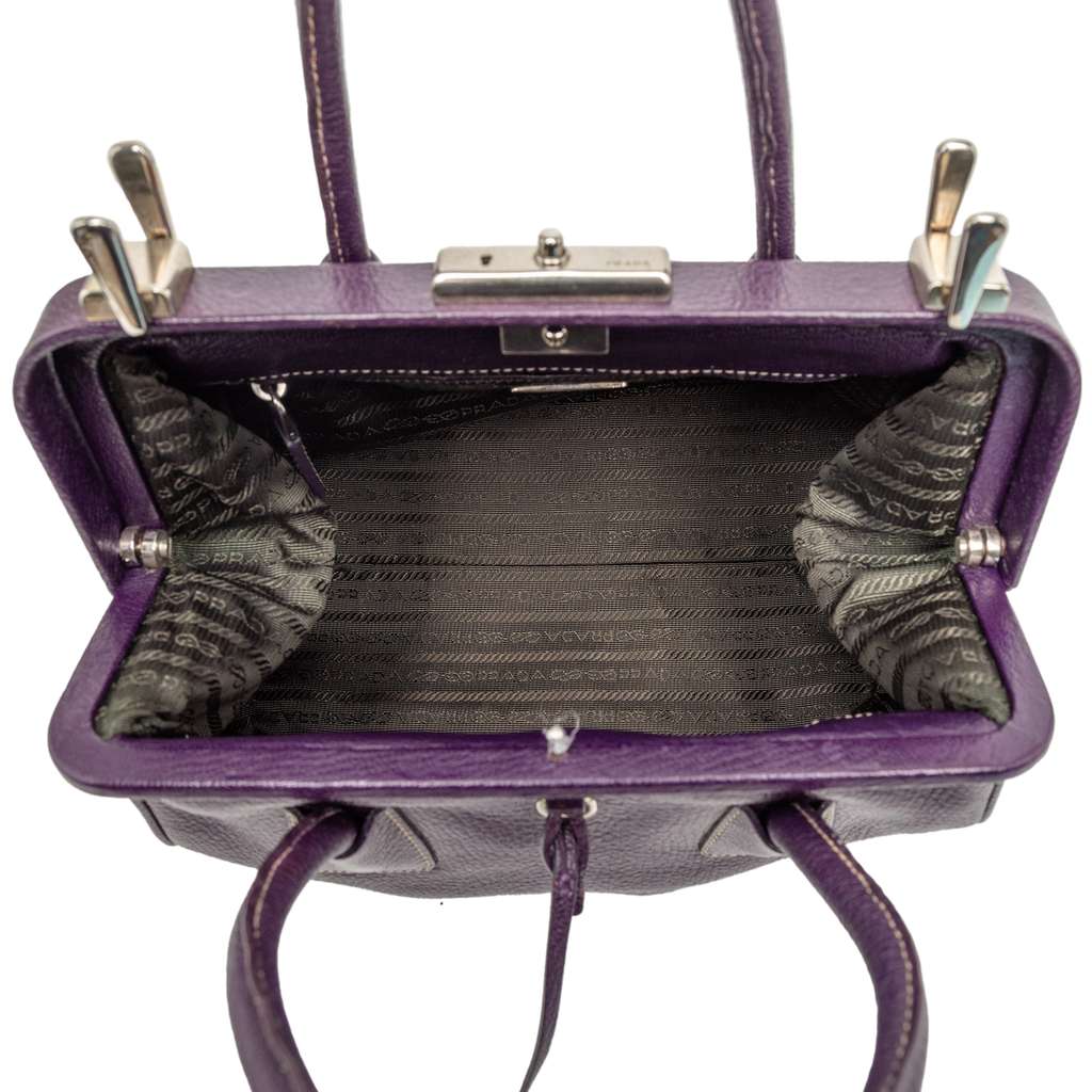 Prada Goatskin Madras Cerniera Frame Doctor Bag - 4