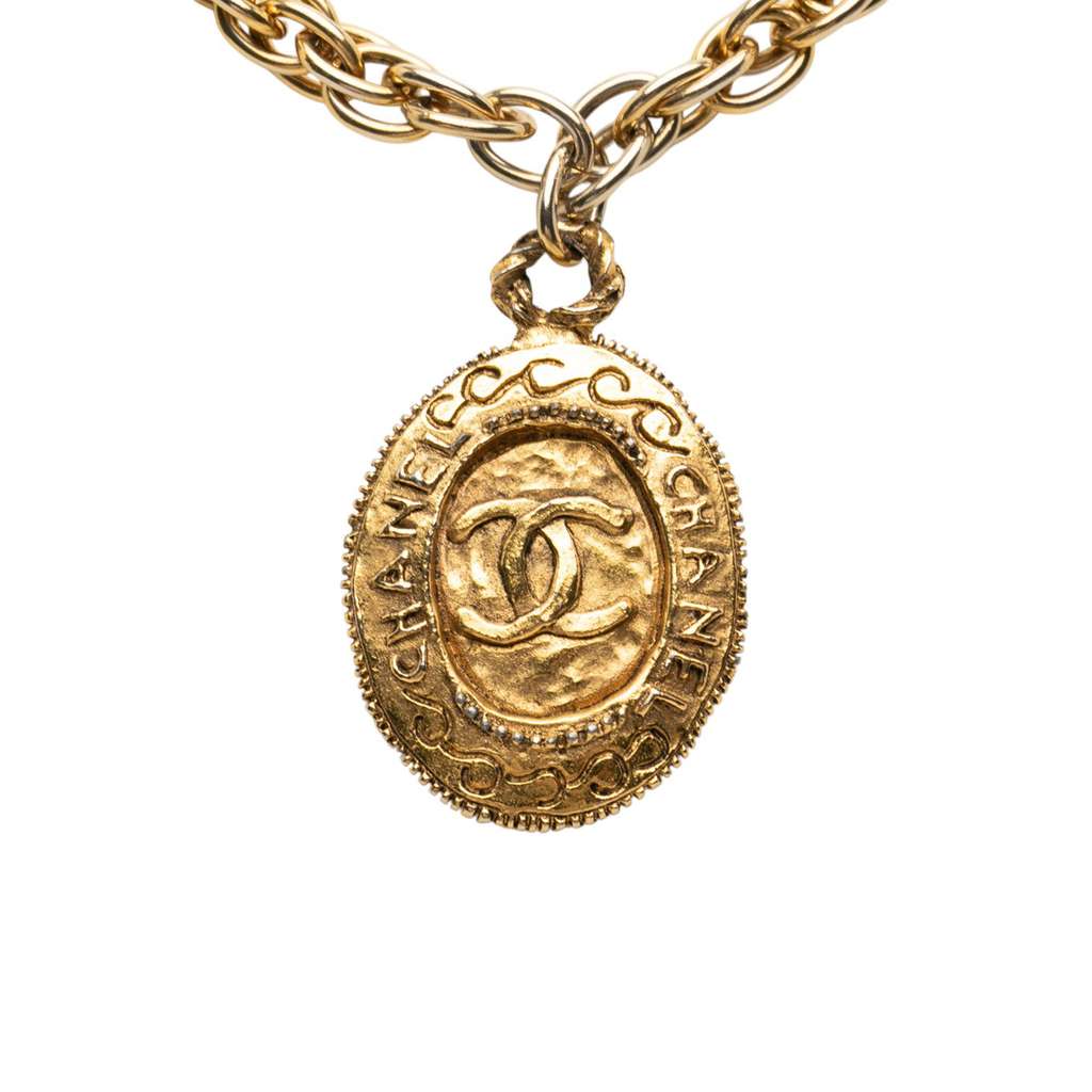Chanel Gold Plated CC Logo Charm Station Necklace - 2