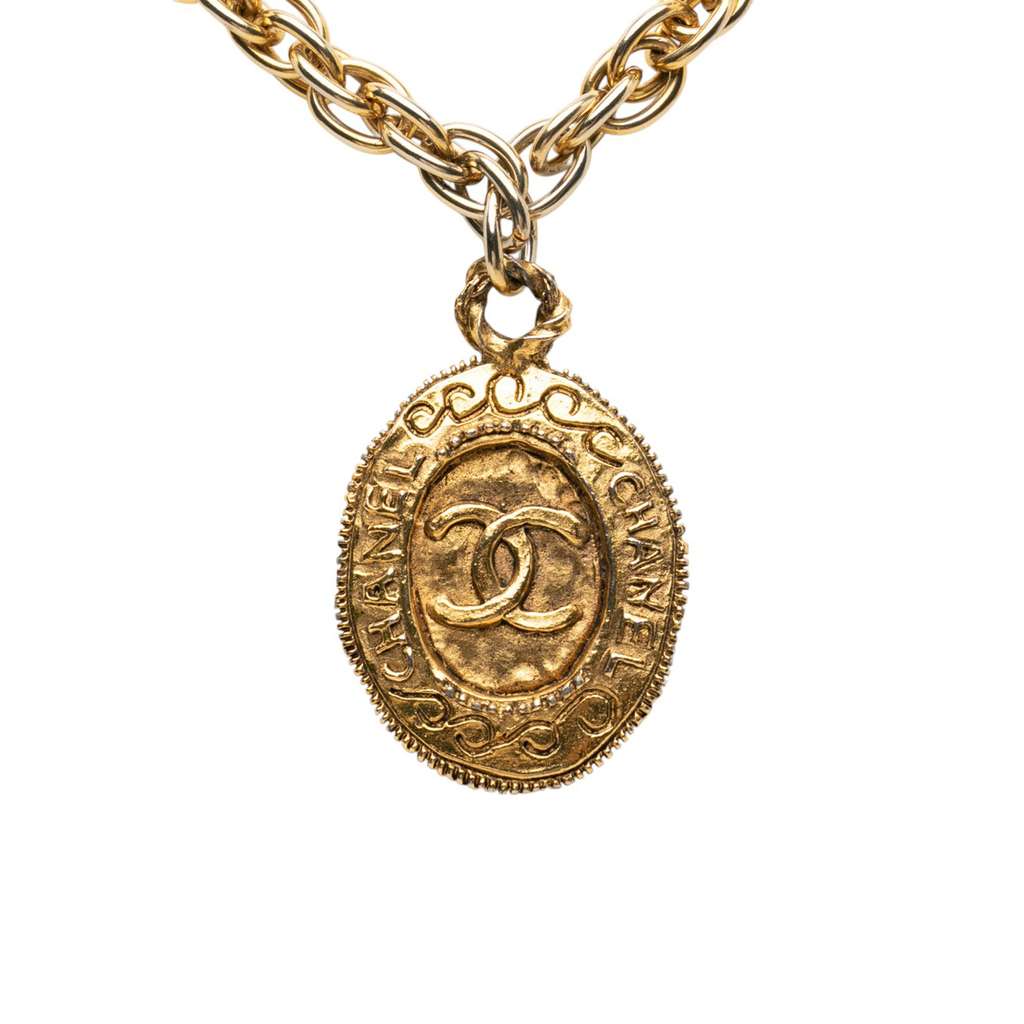 Chanel Gold Plated CC Logo Charm Station Necklace - 3