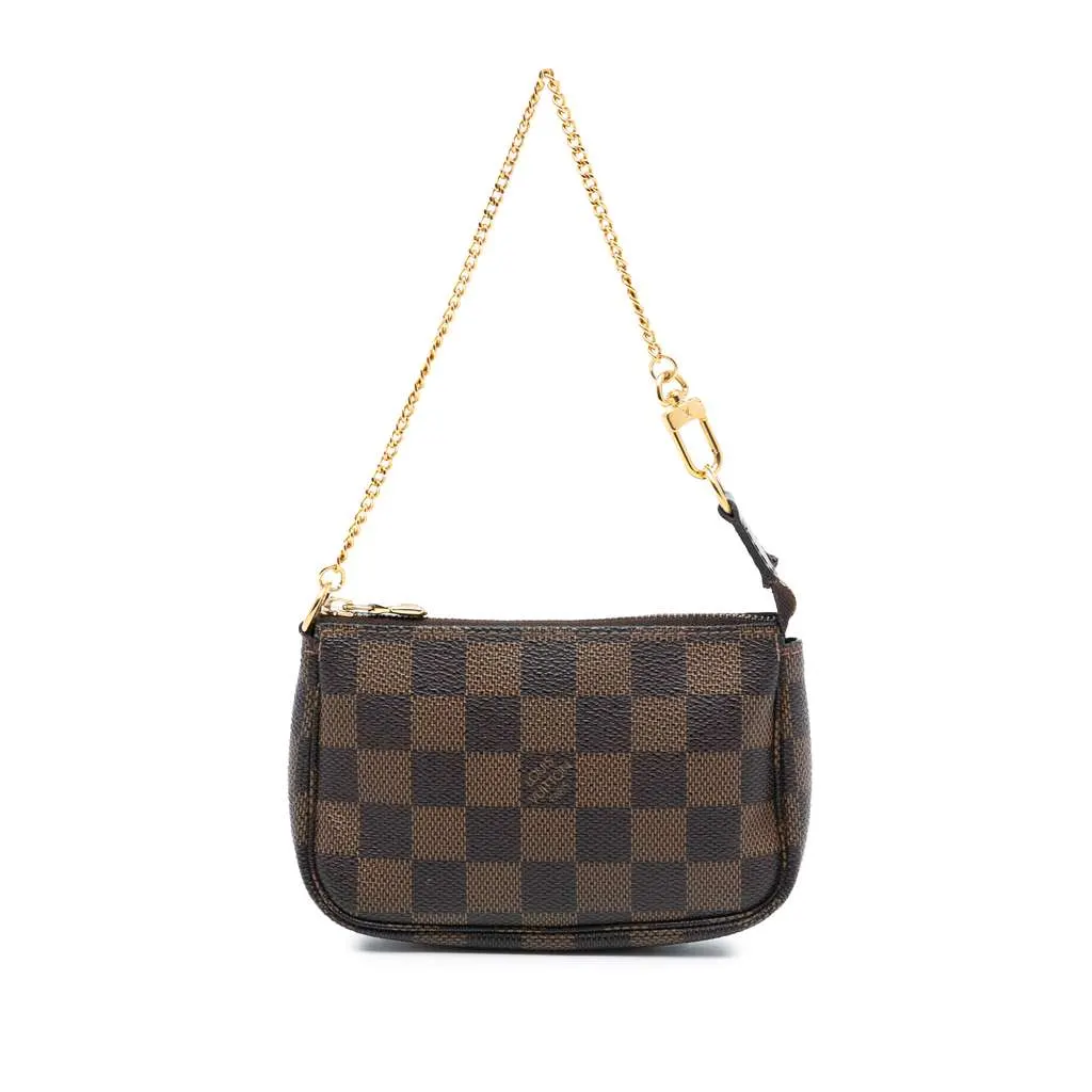 Louis Vuitton Damier Ebene Mini Pochette Accessoires Brown Very good - Front View