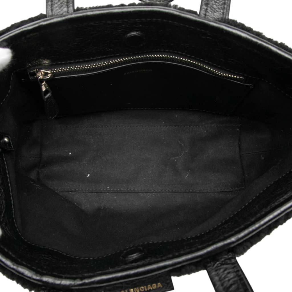 Balenciaga Small Shearling and Leather Barbes East West Shopper Tote - 4