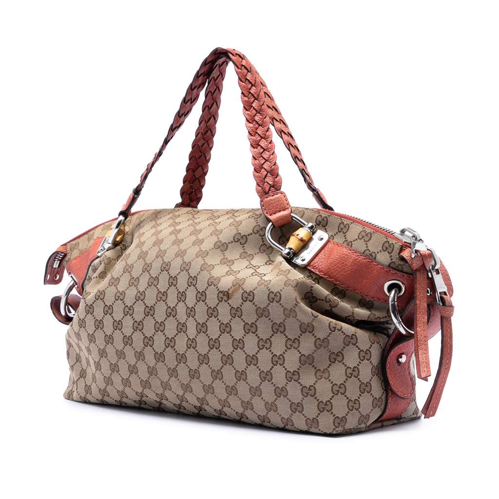 Gucci Medium GG Canvas Bamboo Bar Tote - 2