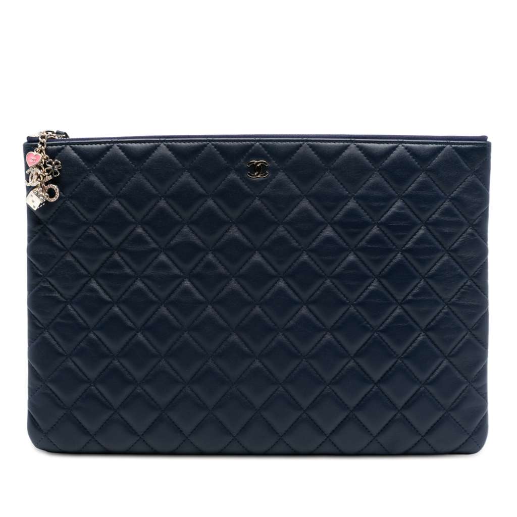 Chanel Large Quilted Lambskin Casino Charms O Case Clutch