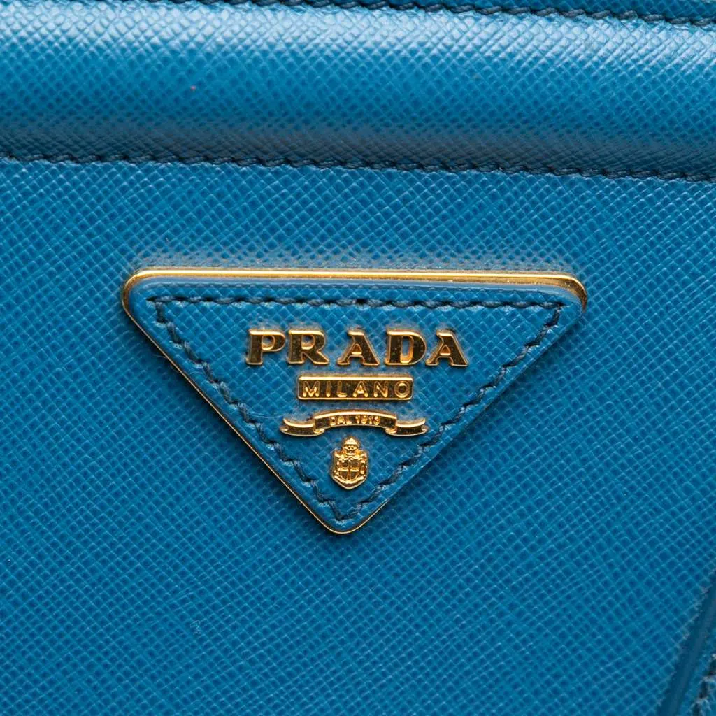 Prada Saffiano Lux Parabole Tote Blue Leather Very good - Box View