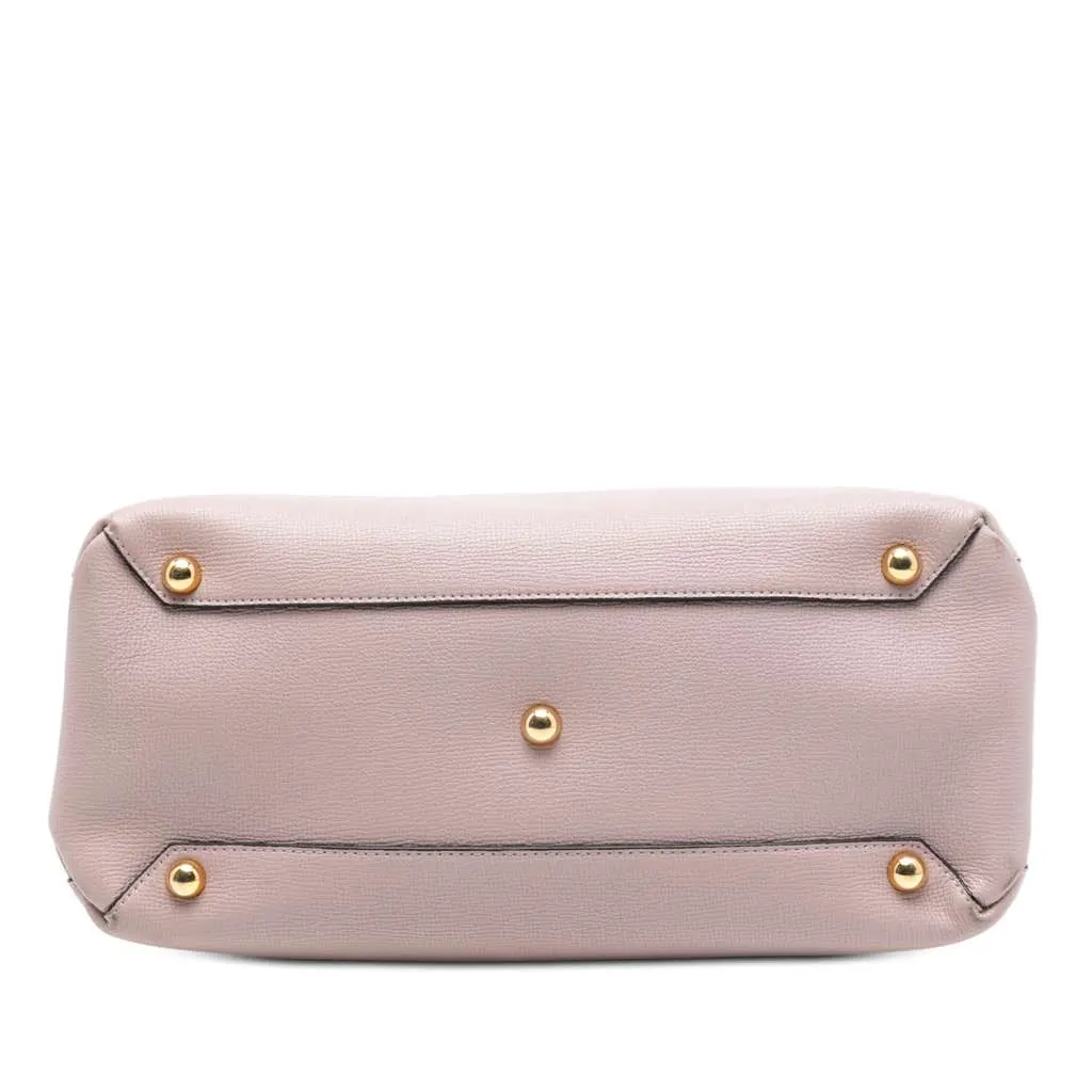 Burberry Medium Leather and House Check Banner Satchel Pink Leather Very good - Inside View