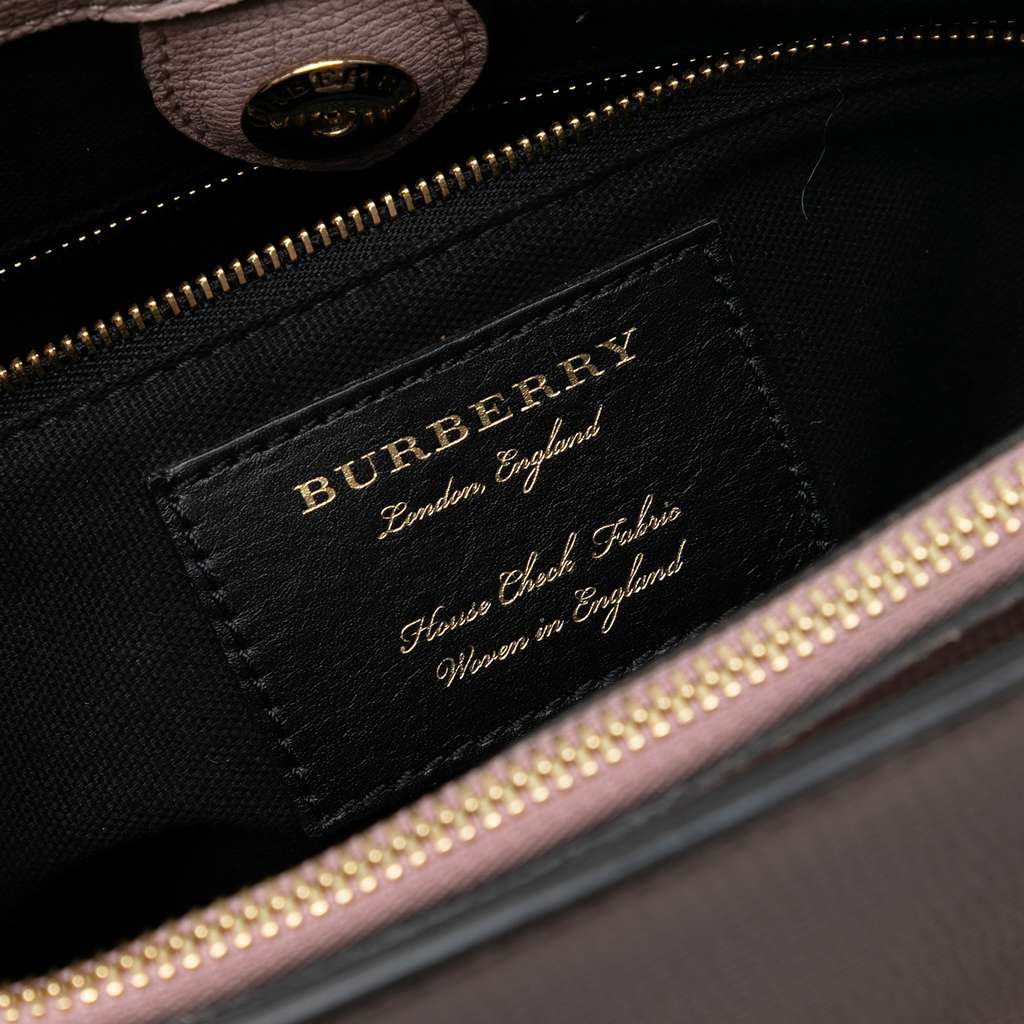 Burberry Medium Leather and House Check Banner Satchel - 5