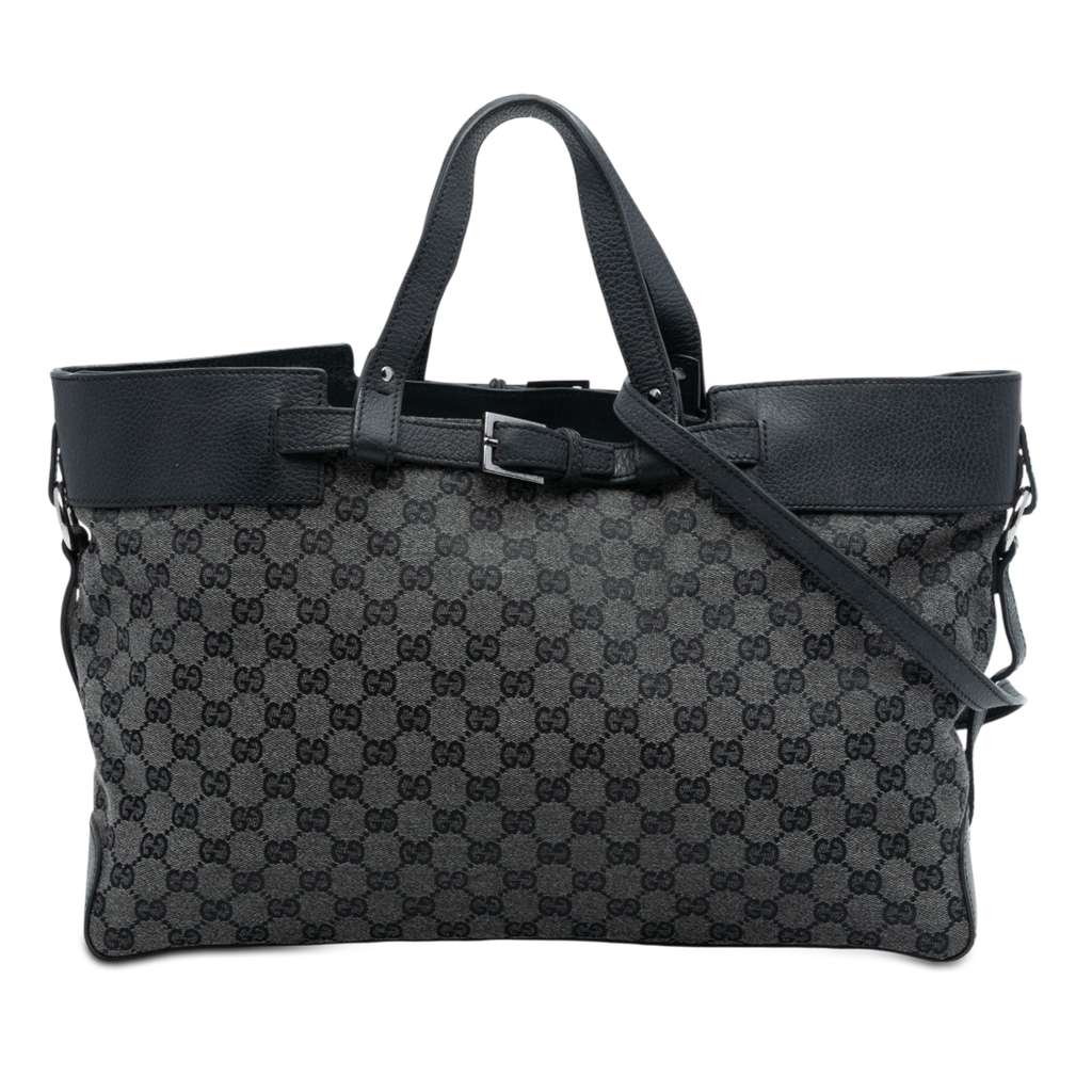 Gucci GG Denim Buckle Satchel