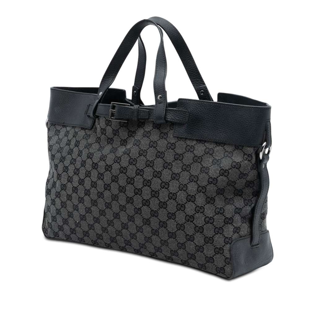 Gucci GG Denim Buckle Satchel - 2