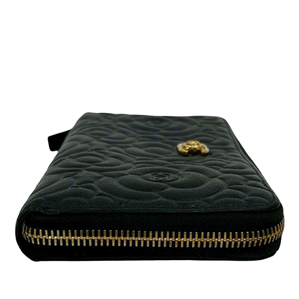 Chanel CC Embossed Caviar Camellia Zip Around Wallet - 5