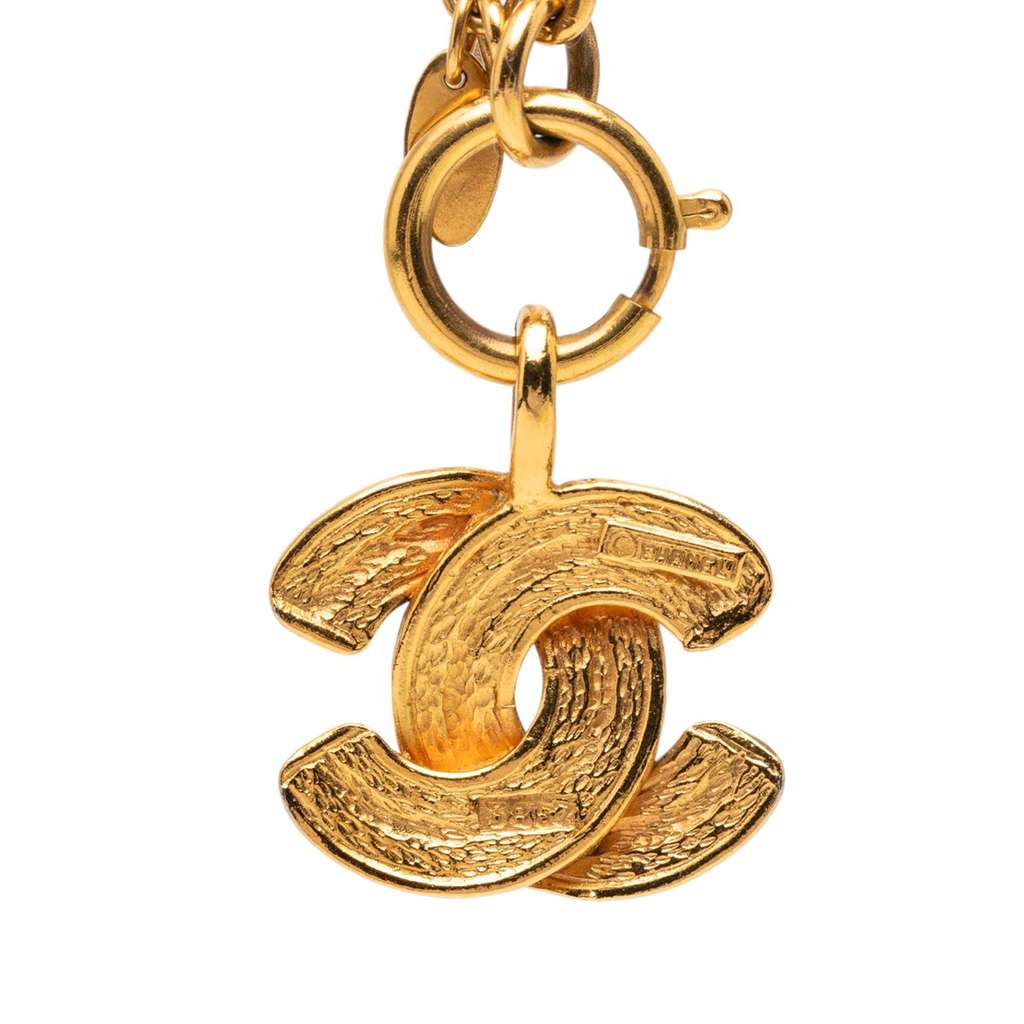 Chanel Gold Plated Quilted CC Pendant Necklace - 2