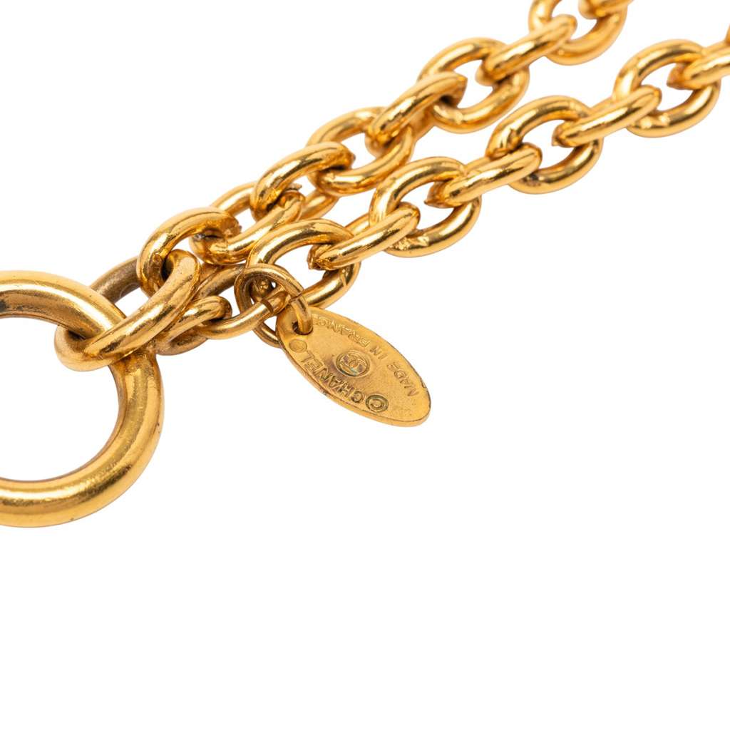 Chanel Gold Plated Quilted CC Pendant Necklace - 3